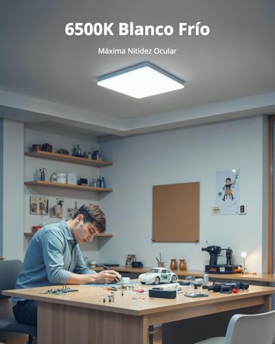 Miniatura 2 de Combuh Plafón Led 48w 4320lm Fácil De Instalar Modernos Lampara De Techo Para Dormitorios Salones Cocina Blanco Frío 6500k Cuadrado Ø30 30 4cm