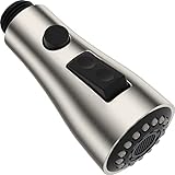 Pull Down Faucet Sprayer Head, Kitchen Faucet Head Replacement, 2 Modes Functions Stream Spray and Pause Mode, Kitchen Sink Sprayer Spout Nozzle, Brushed Nickel