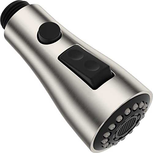 Pull Down Faucet Sprayer Head, Kitchen Faucet Head Replacement, 2 Modes Functions Stream Spray and Pause Mode, Kitchen Sink Sprayer Spout Nozzle, Brushed Nickel