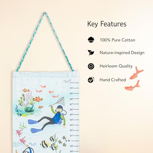 Image of ZOOKEEPER Height Chart for Kids (19 inch-72 inch) Premium Divers Durable Cotton Wall Hanging Growth Measuring Ruler for Baby Room, Nursery and Playroom Cute Home Wall Decor and Perfect Gift for Boys and Girls