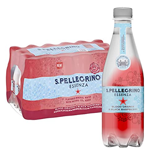 S.Pellegrino Essenza Blood Orange Black Raspberry Flavored Mineral Water with Natural CO2 Added, 24 Pack of 16.9 Fl Oz Plastic Bottles