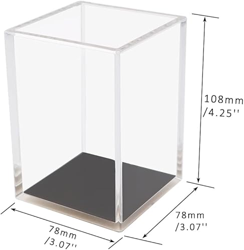 Vista 2 de MEI YI TIAN Soporte para lápices de acrílico transparente con parte inferior negra, accesorios de escritorio, soportes para brochas de maquillaje