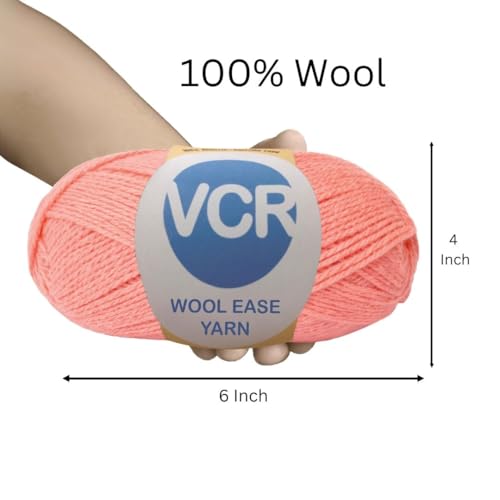 Image of VCR Peach Pink Wool Ease Yarn, 100 Grams Hank, 260 Meters Length, 100% Wool Ball for Crochet and Knitting, Suitable for Mufflers, Scarves & cowls Pack of 1