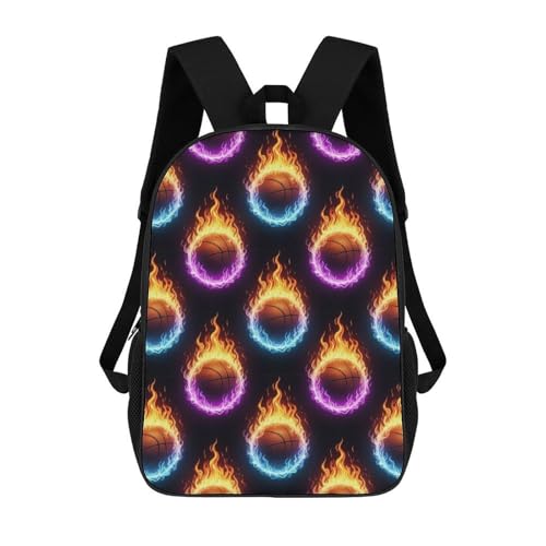 17 Inch Carry On Bookbag with Adjustable Shoulder Straps Fire Basketball (2) Outdoor Travel Gym Backpack Unisex-Adult Sport Bag