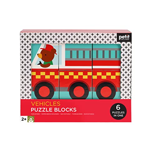 Image of Petit Collage Vehicles Puzzle Blocks