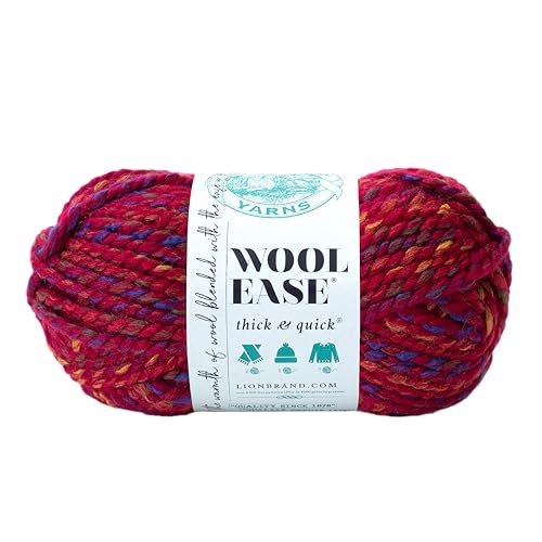 Lion Brand Yarn Wool-Ease Thick & Quick Yarn, Soft and Bulky Yarn for Knitting, Crocheting, and Crafting, 1 Skein, Campfire