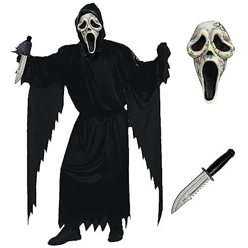 Ansamy Disfraz Terror Fantasma de Halloween, Disfraz Demonio Miedo Hombre Terror para Halloween Fiesta Carnival Cosplay (XL)