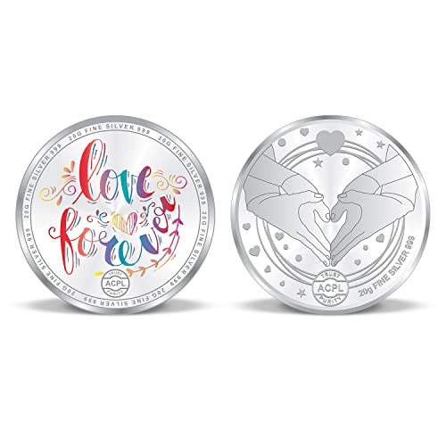 Image of ACPL 20 Gram X 2 = 40 Grams Pure Silver Coin Combo Bis Hallmarked 999 Fine Silver Wedding Anniversary Gift Precious Moments