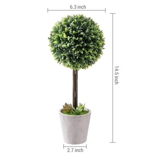 Mygift TB-DECO0508GRY-2 Artificial Boxwood Topiary Trees, Fake Plants Decor - 12 Inch Faux Tabletop Decorative Small House Plant With Gray Ceramic Pots thumb #5