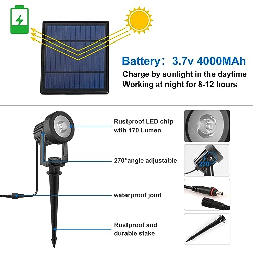 Solar-Spot-Lights-Outdoor-Solar-Landscape-Spotlights-IP65-Waterproof-98ft-Cable-Dusk-to-Dawn-Solar-Uplights-for-Tree-Garden-Yard-Driveway-Porch-Walkway-Pool-6-in-1-3000K-Warm-White Solar Spot Lights Outdoor Solar Landscape Spotlights IP65 Waterproof 98ft Cable Dusk to Dawn Solar Uplights for Tree Garden Yard Driveway Porch Walkway Pool 6 in 1 3000K Warm White