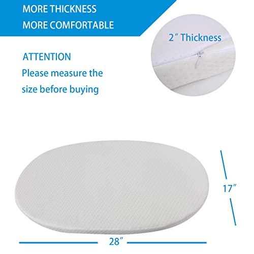 Image of Mecc ecoh Bassinet Mattrss, Oval 29 inchx17 inch Bedside Sleeper Mattress, 2 inch Thick Strong Support, Removable Breathable Cover, Water Resistant Lining Protector, Non-Toxic, Hypoallergenic, Easy to Clean