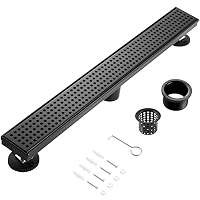 Muschbath 24 Inch Linear Shower Drain - Gold, Brushed Nickel, Or Matte Black, CUPC Certified 304 Stainless Steel