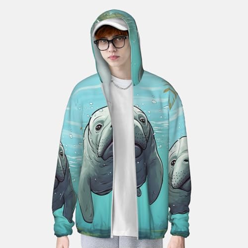 UPF 50+ Crazy Save Manatee Sun Protection Hoodie Full Zip Long Sleeve Lightweight Hoodie Jacket Rash Guard Shirts3