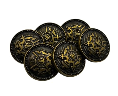 Image of REENA Shield Bronze Metal (6+6) Round Button for Coat Blazer Suit, Sherwani and Indian Dresses Sports Coat Uniform Jacket - Beautiful Ethnic Classy Design