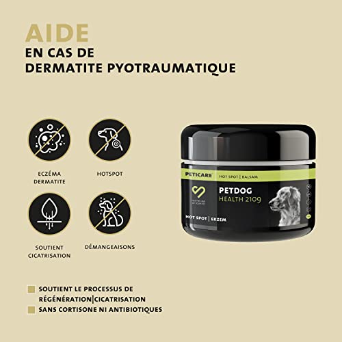 Chien Pommade Contre Pyo-Dermite et Hot-Spot - Le Baume Calme & Favorise la Cicatrisation de la Peau Irritee, Traitement Anti Dermatite, Dermite Atopique - petDog Health 2109 – Image 3