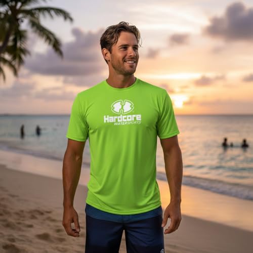 Image of Hardcore Water Sports Mens Rash Guard Surf Swimwear Swim Shirt SPF Sun Protection Loose Fit Fitting