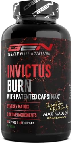 GEN GERMAN ELITE NUTRITION Invictus Burn vegane Kapseln, 90 Stück | Hochdosierte Thermo Formel, Mit Capsimax® Markenrohstoff, Guarana, Koffein, Paradieskörner-Extrakt & Lipase