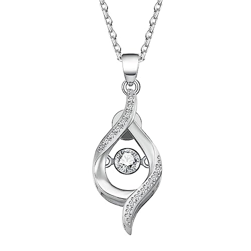 MagCopper Collier pour femme en argent sterling 925 avec pendentif en forme de cœur torsadé, 19,6", Argent sterling