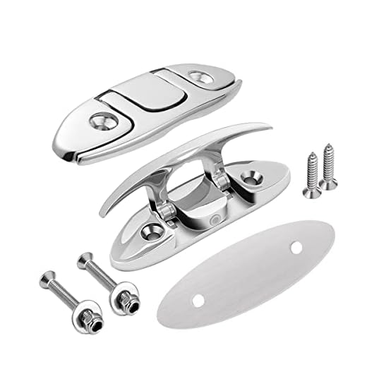 SUNOOM Boat Flip Up Cleat 316 Stainless Steel Boat Folding Cleat 4-1/2 Inch Marine Folding Cleat Pack of 2, Boat Dock Cleats Work for Dock Lines Mooring Accessories