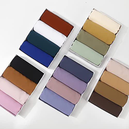 Image of Febfim 4 PCS Muslim Women Soft Premium Solid Chiffon Hijab Scarves Shawl Long Scarf Wrap Scarves with Gift Box
