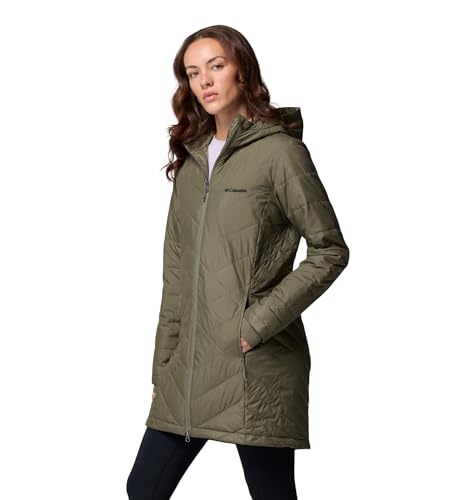 Columbia Womens Heavenly Long Hooded Puffer Jacket, Stone Green, Small - Thumbnail 3