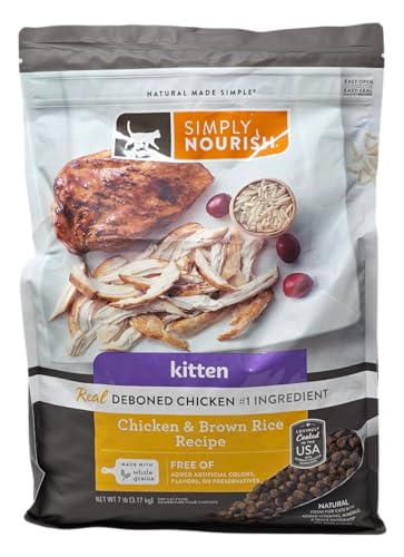 SIMPLY NOURISH Kitten Chicken and Brown Rice Dry Cat Food, 7 Pound Bag