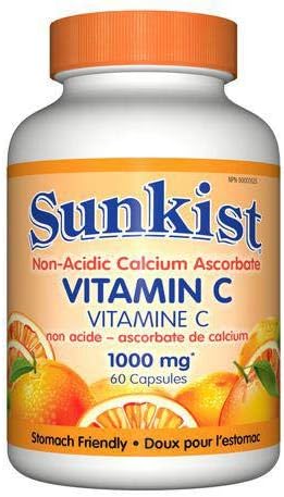 Sunkist Stomach-Friendly Vitamin C Capsules, 1000 mg, 60 Count
