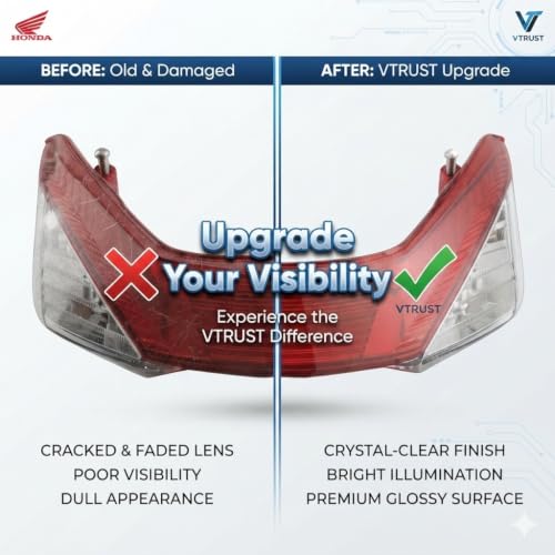 Image of Tail Light Lens Compatible for Honda Activa 6G | Rear Brake Tail Light Cover Lens | Replacement Tail Lamp Glass with Screws | High Clarity, Durable Red Lens