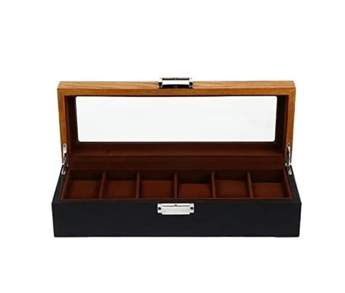 Uhrenbox Organizer Uhrengehäuse 6 Slots Retro Holz Uhr Display Box Organizer Uhr Holzgehäuse Uhr Aufbewahrung Uhrenständer Uhrenbox