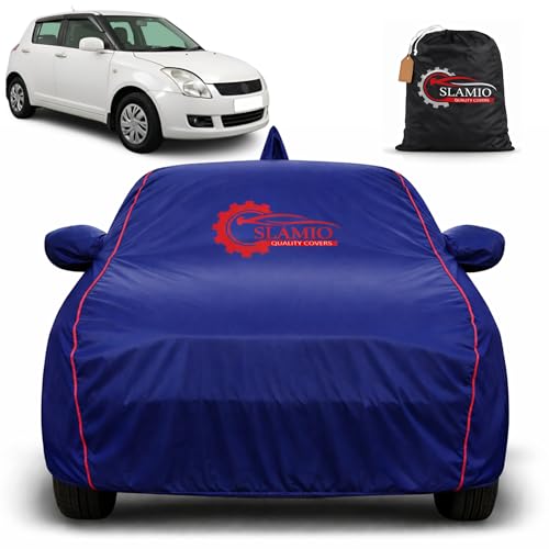 Image of Car Cover for Maruti Suzuki Swift 2011-2017 | 100% Waterproof Heavy-Duty 3-Layer Car Body Cover | All-Weather Rain, UV, Sun & Dust Protection | Custom Fit | Mirror & Antenna Pockets | Navy Blue