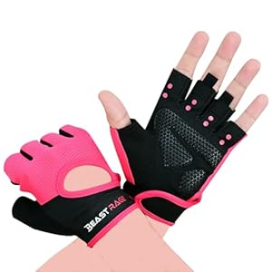 BEAST RAGE Gym Gloves for Men and Women, Breathable Weight Lifting Gloves with Non-Slip Silicon Padded Protection, Ladies Fitness Training Gloves for Workout,Cycling,Fitness Exercises.