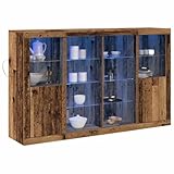 Assemblage requis: Oui Tomostar Buffet avec LED, Meuble de Rangement Armoire de Cuisine Bois Ancien 163 x 37 x 100 cm Bois d\'ingénierie