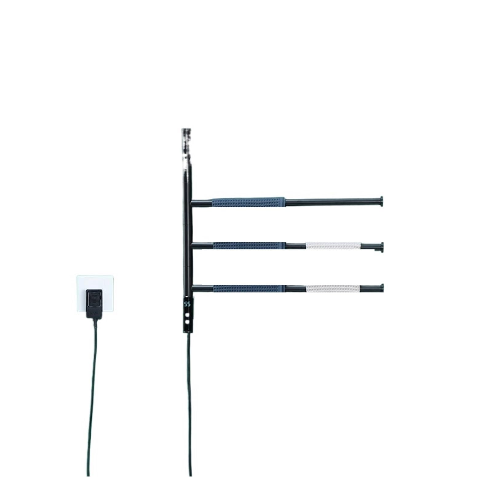 Sèche-serviette électrique rotatif noir 220V programmable pour salle de bain