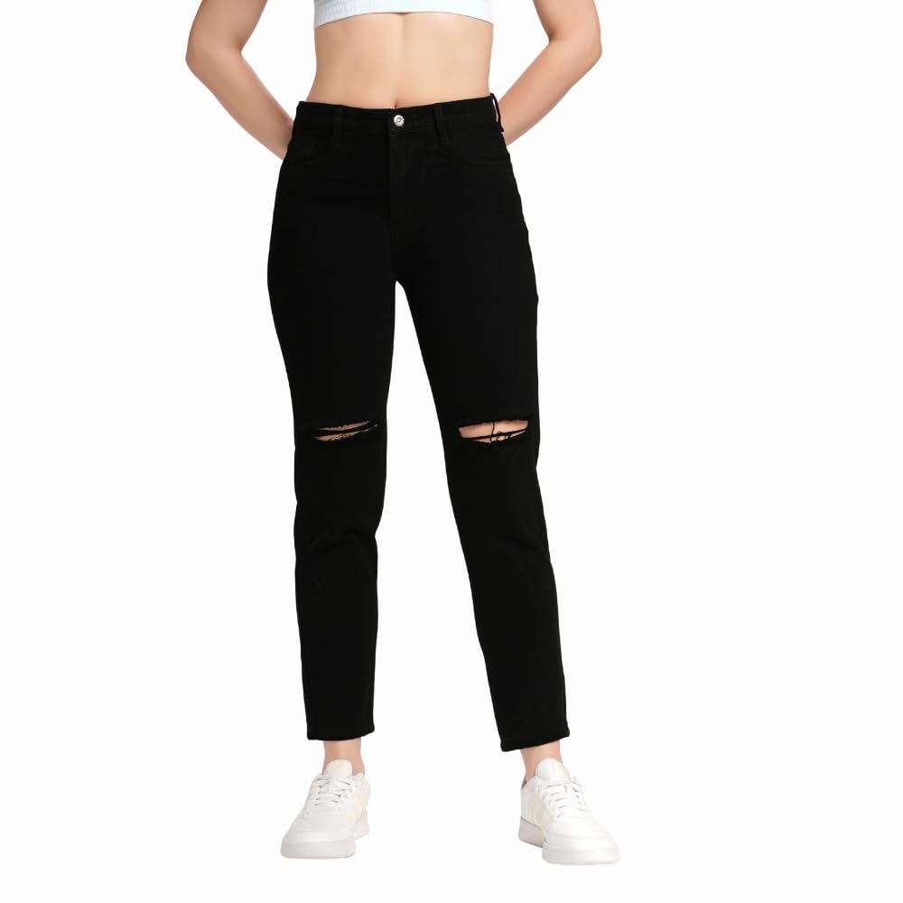 me queen Women's Knee-Slit Distressed Slim Fit Denim Jeans - Ripped Skinny Fit, High-Waisted, Fashionable & Comfortable for Casual-picture-10