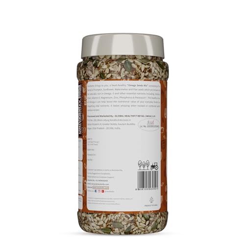Image of Neuherbs Omega-3 Fiber 4-in-1 raw & Unroasted seeds mix 200g | Diet snacks | Super Seeds Mix For Eating | Healthy Food For Weight Management, Heart,Good Skin