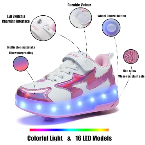 Nsasy Girls Boys Roller Shoes with LED Light Up Wheels Sneakers Kids Roller Skates Shoes for Kids for Children2