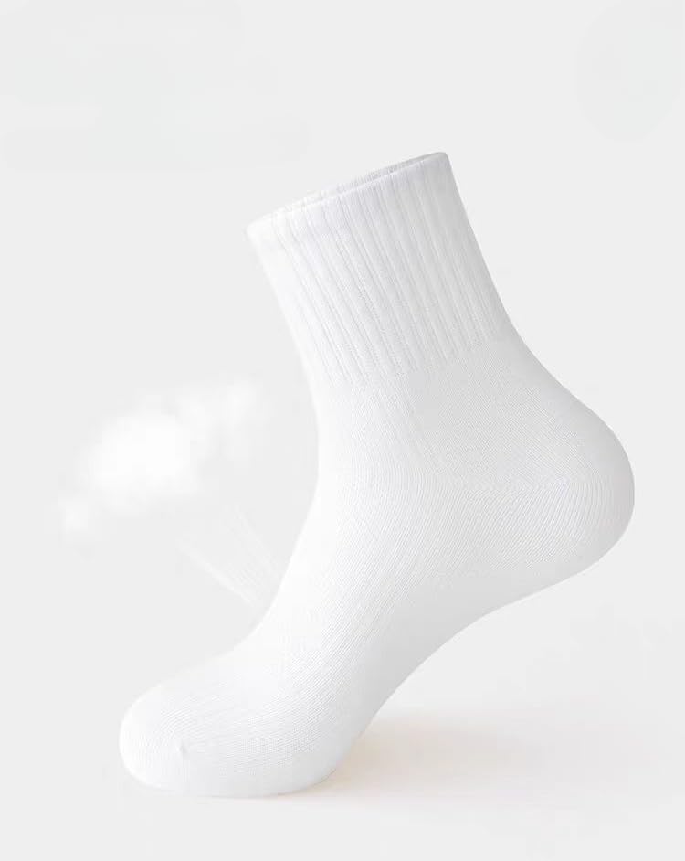 10-Pair Pack Athletic Crew Socks for Men, Soft and Breathable Mid-calf Socks Men (White 6000)2