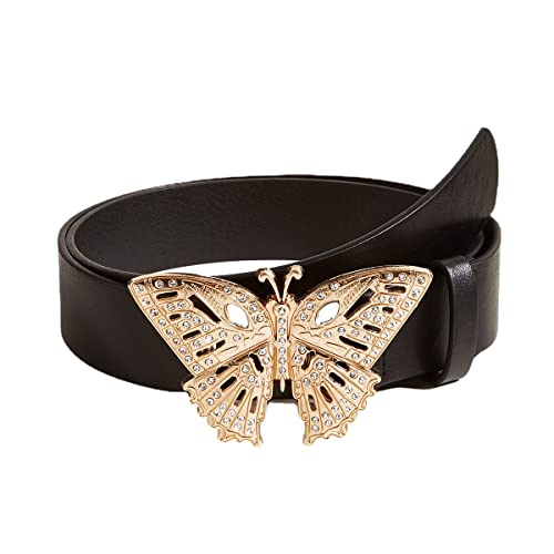 Fairy Grunge Leather Belts Y2K Women Butterfly Fairycore Punk Goth Buckle Grommet Waist Belt Trendy Accessories