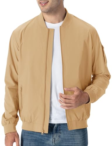 Image of TBMPOY Men's Lightweight Bomber Jackets Light Windbreaker Casual Stylish Fall Golf Zip Up Dress Business Varsity