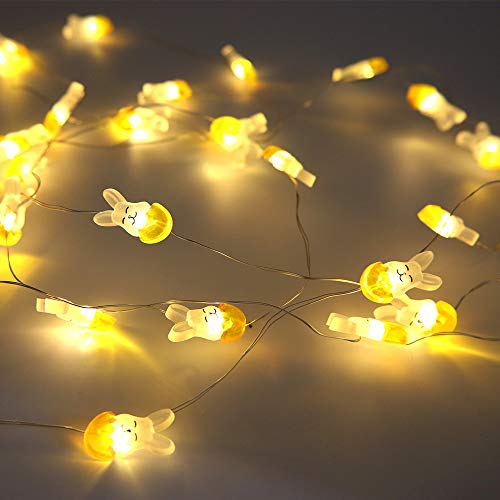Guirnalda de luces LED conejito 10 pies 30 LEDs blanca cálida miniatura 7