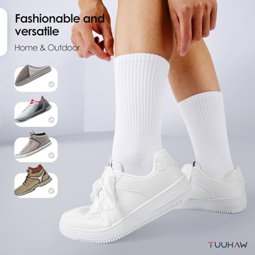 TUUHAW Chaussettes Homme 43-46 Blanche Chaussettes de Tennis Sport Coton – vue 7
