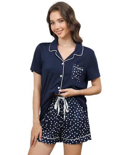 La Mejor Lista de Pijamas de Moda comprados en linea. 44 GAESHOW Conjunto de Pijama Mujer con Botones Pijama Short Mujer de Dos Piezas Superior e Inferior S-XXL