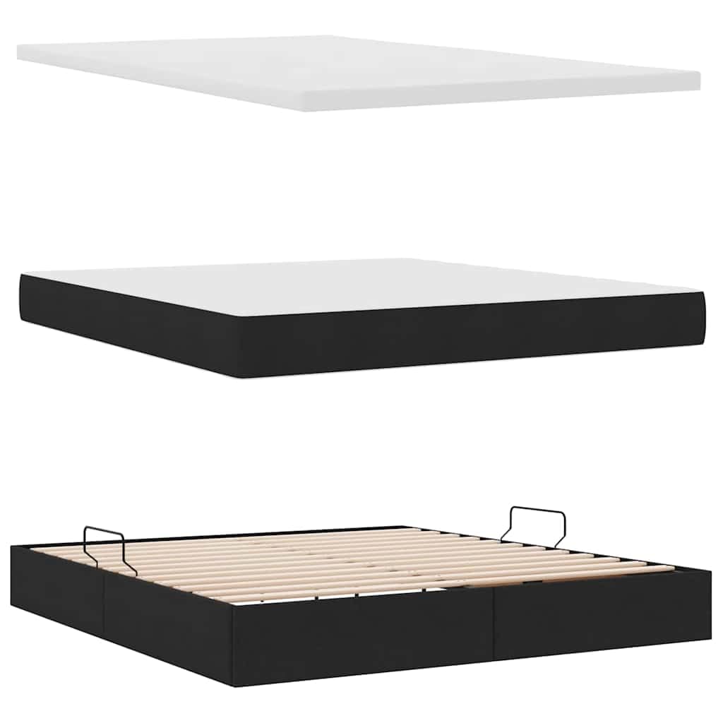 Ecopelle con sollevamento idraulico letto contenitore 160x200 Nero