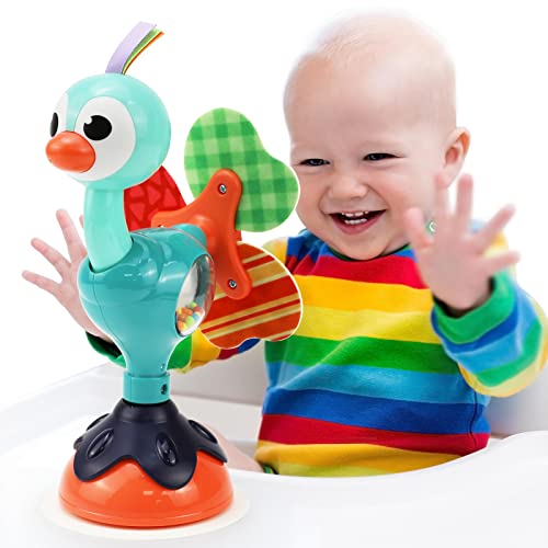 Image of BABYFUNY 2 in 1 Baby Rattles Toys High Chair Toys with Suction Cups - Suction Toys for Baby Table Tray Bath Travel Toys, Shake Grab Spin Turn Baby Toys 6 to 12 Months as Baby Birthday Gift