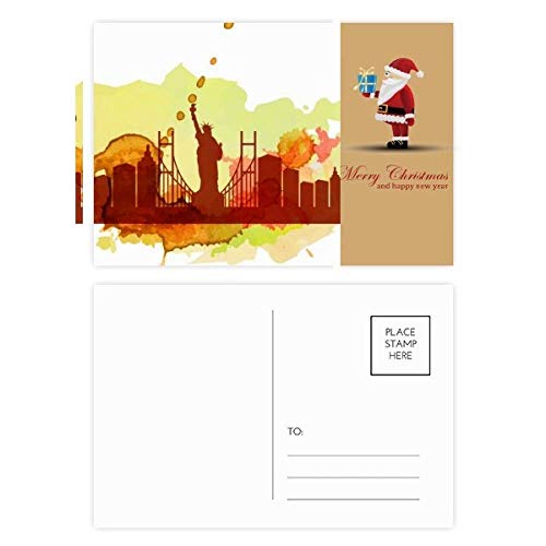 Cartes postales USA New York aquarelle Père Noël pour envoyer de l'amour à vos proches