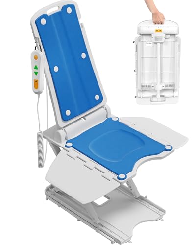 PPOLB Electric Chair Lift - Floor Lift for Elderly Falls, Support Up to 308 LB, IPX8 Waterproof Chair Lift, Foldable & Wireless Rechargeable Design, Quick-Rise Assist for Elderly & Disabled