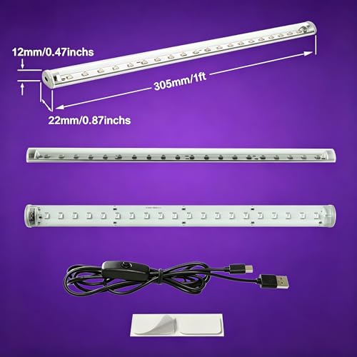 Image of TITO 395nm USB 1ft 10W Slim Black Light Bar for Glow Party & Uranium Glass