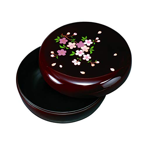 山家漆器店 6.0菓子器 溜 里桜(内梨地) 紀州漆器 菓子鉢 ホテル 旅館 和柄 和風 お菓子入れ 日本製