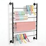 NCONCO Bandhalter mit 7 Ebenen,Wandmontiert Geschenkpapier Klebeband Bastelbedarf Spulen Metall Präsentationsständer Großer Höhenverstellbarer Aufbewahrungssystem für Kuchenläden Floristen Krawatten