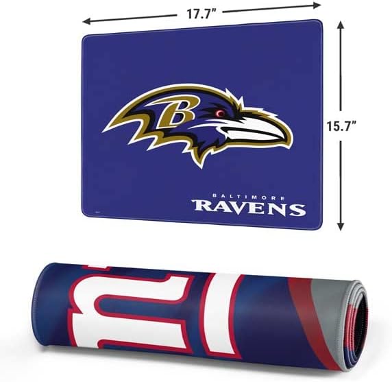 Vista 6 de Skinit Alfombrilla de mouse extragrande para juegos – Diseño desgastado con licencia oficial de Baltimore Ravens con bordes cosidos, impermeable